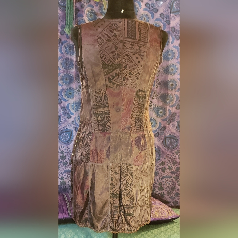 Guru 100% Silk Pattern Patchwork Gorgeous Dress. … - image 7